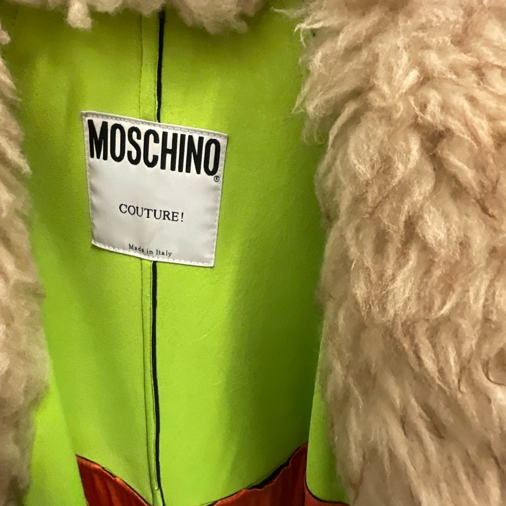 Moschino Couture Fur and Scuba Coat Vintage Size Small - Picture 9 of 16